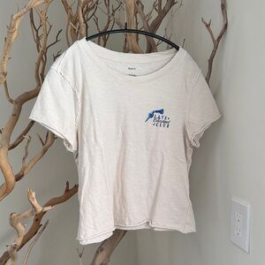 Maeve Cream Short Sleeve Tee with Blue Chest Graphic
